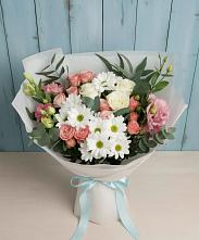 Букет цветов из:  Розы, Лизиантусы и Хризантемы в Баклашах