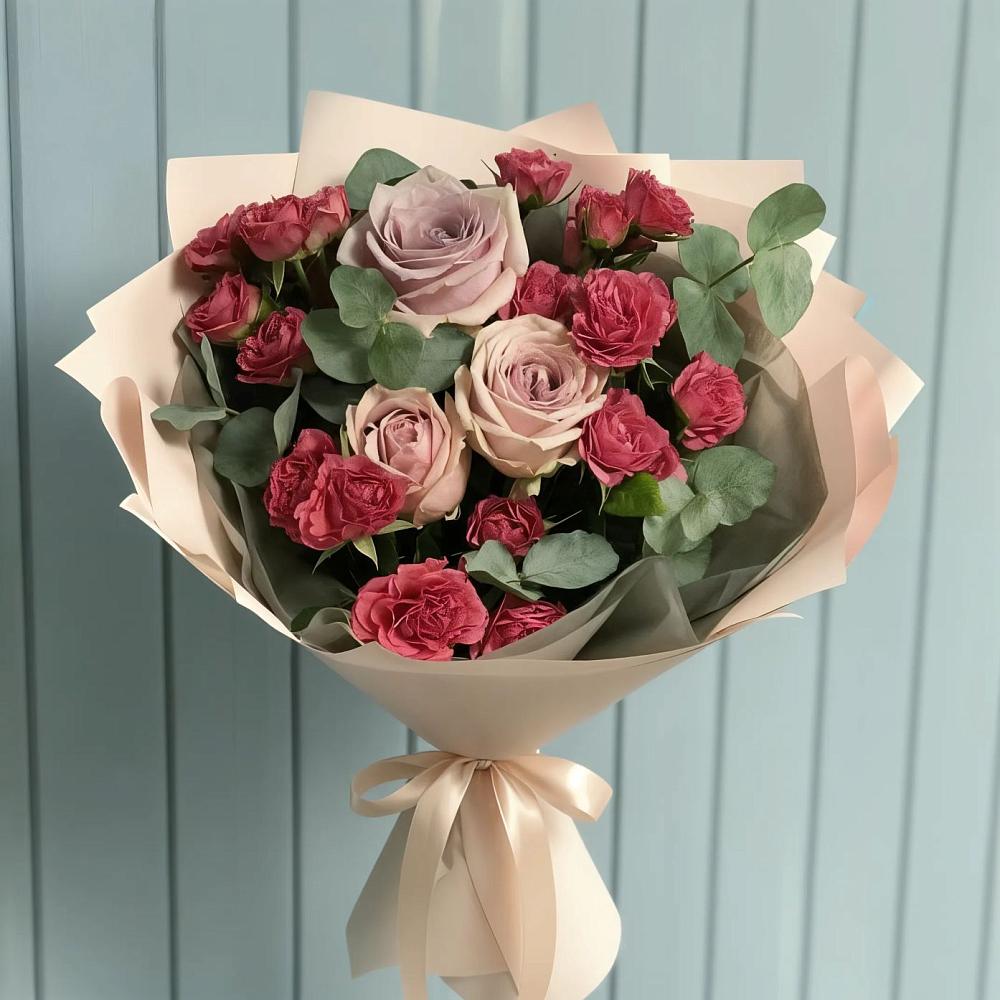 Букет цветов из: Гвоздики и Розы в Баклашах