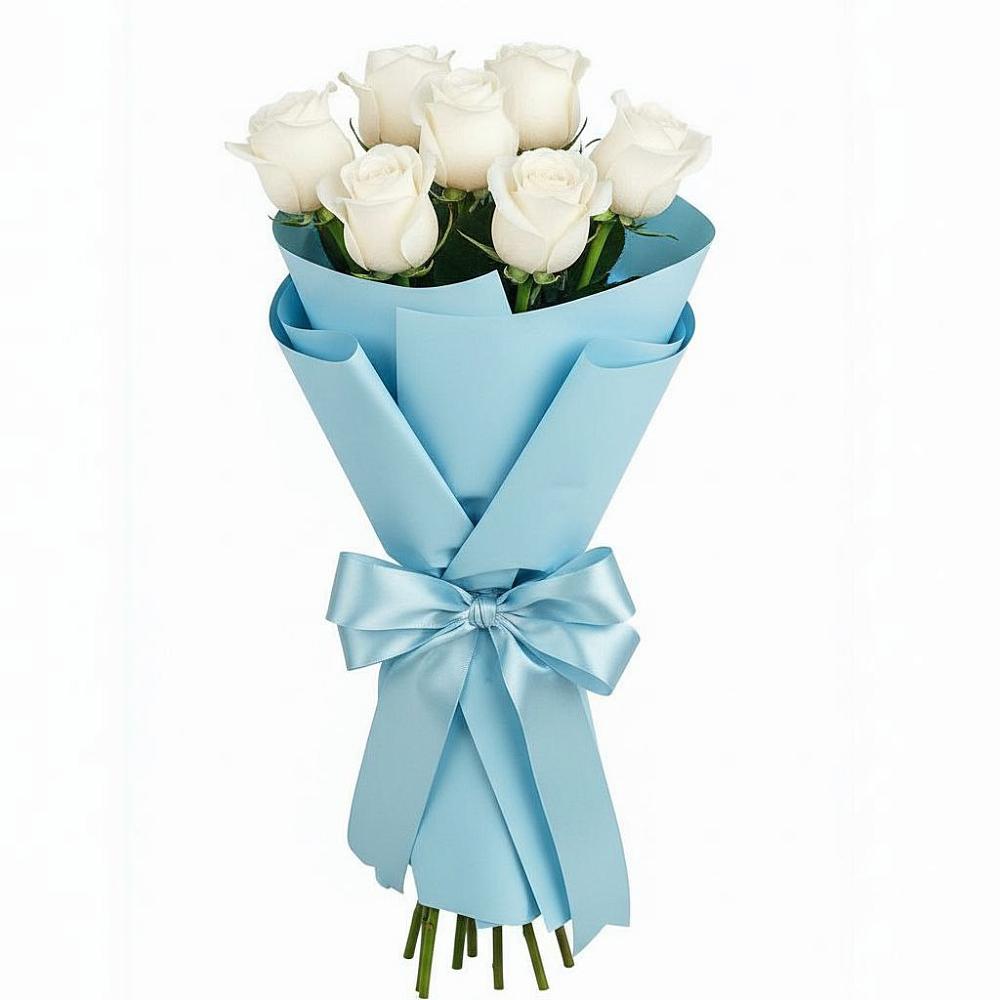 Букет 7 белых роз Проуд в Баклашах
