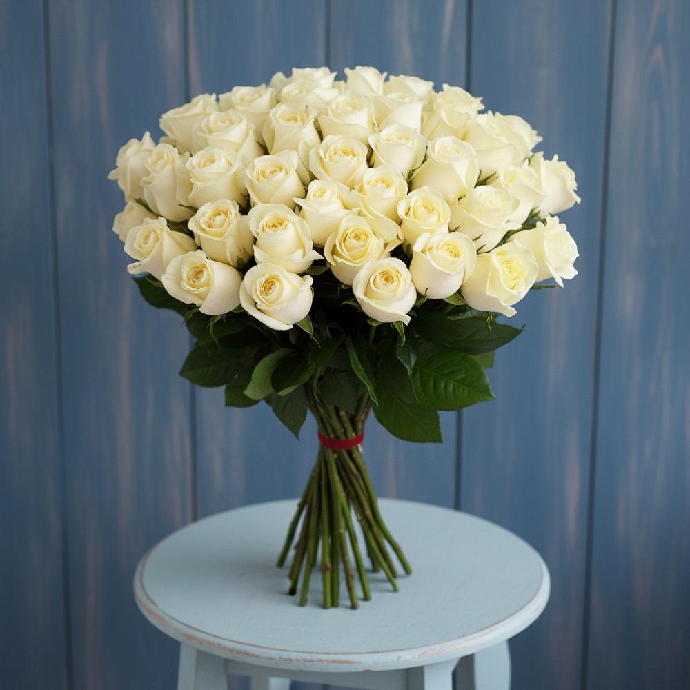 Букет 51 Белая роза Эдлесс Лав в Баклашах