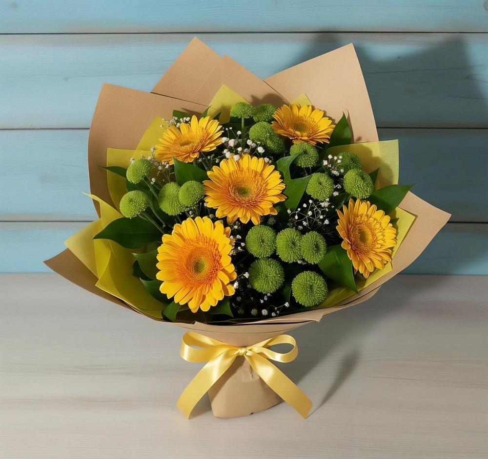 Букет цветов из: Герберы и Хризантемы в Баклашах