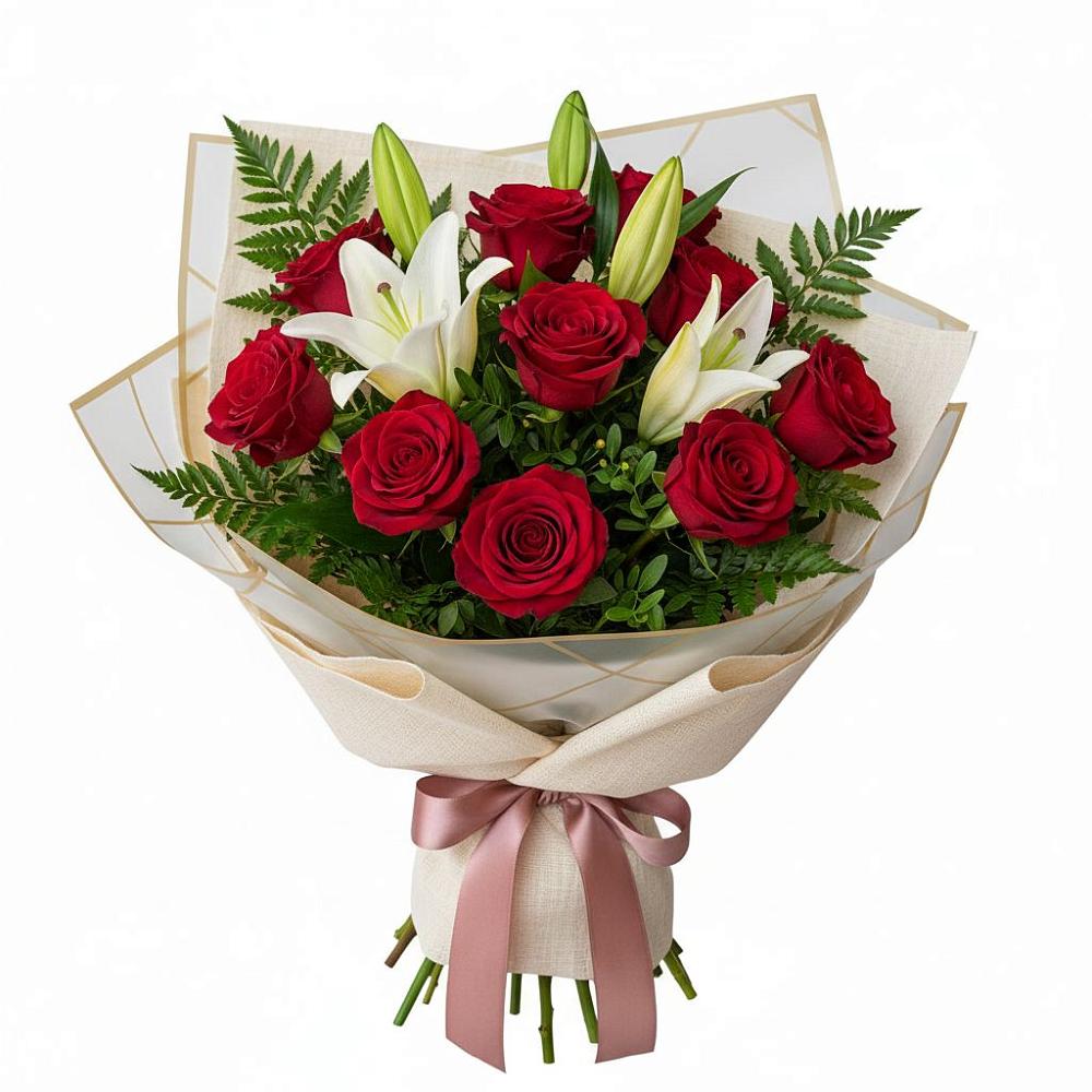 Букет цветов из: Лилии и Розы в Баклашах