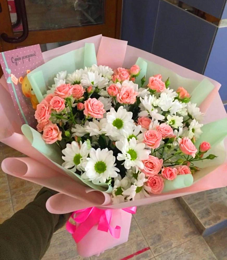 Букет цветов из: Розы и Хризантемы в Баклашах