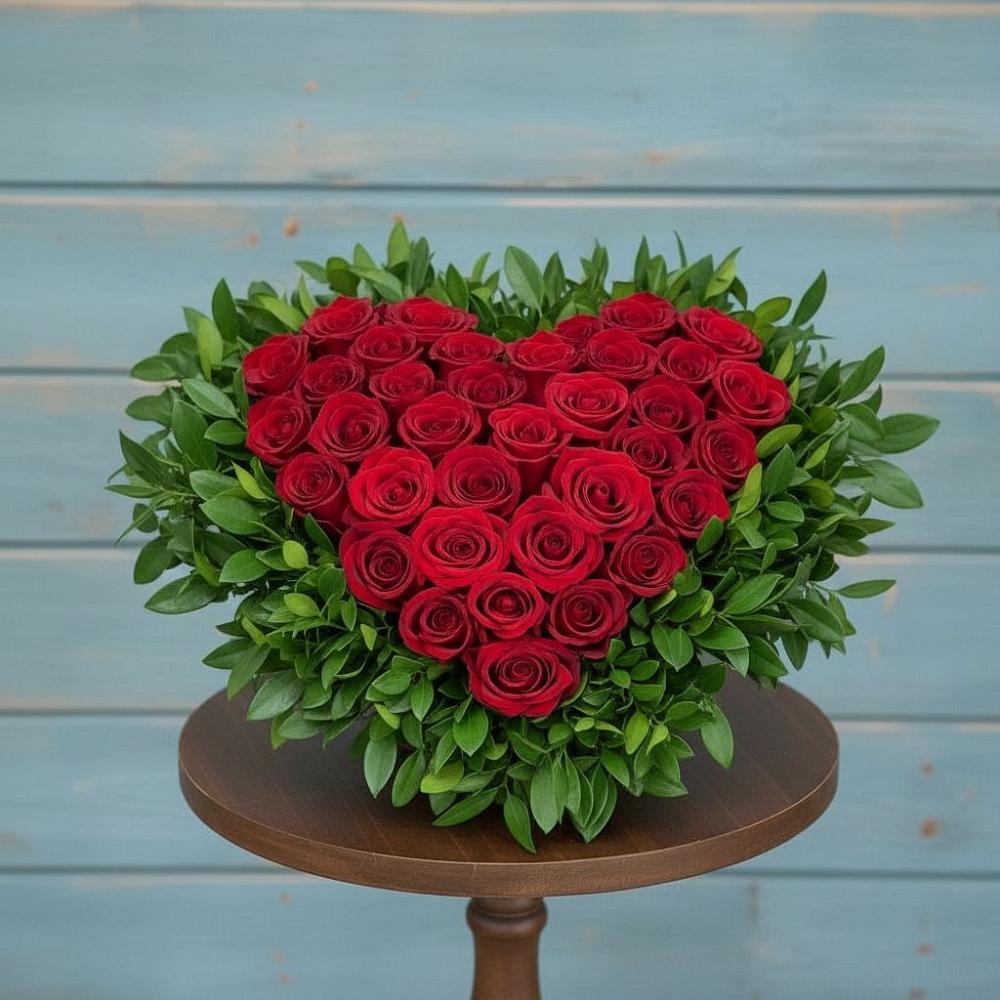 Цветочная композиция из Розы в виде сердца в Баклашах