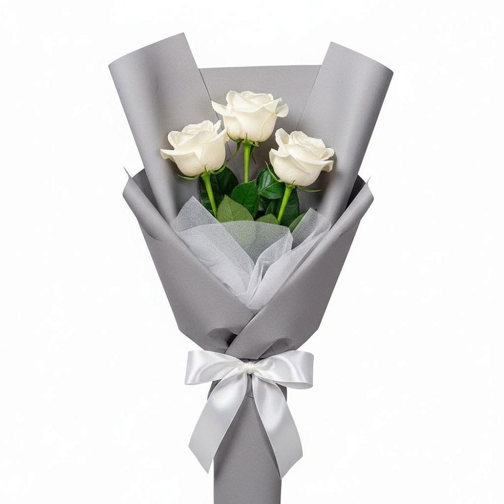 Букет 3 белые розы в Баклашах