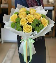 Букет цветов из:  Хризантемы и Розы в Баклашах