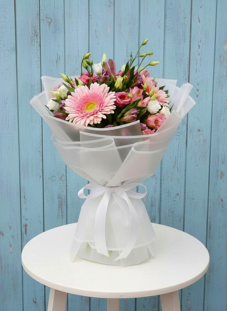 Букет цветов из: Герберы, Альстромерии и Лизиантусы в Баклашах