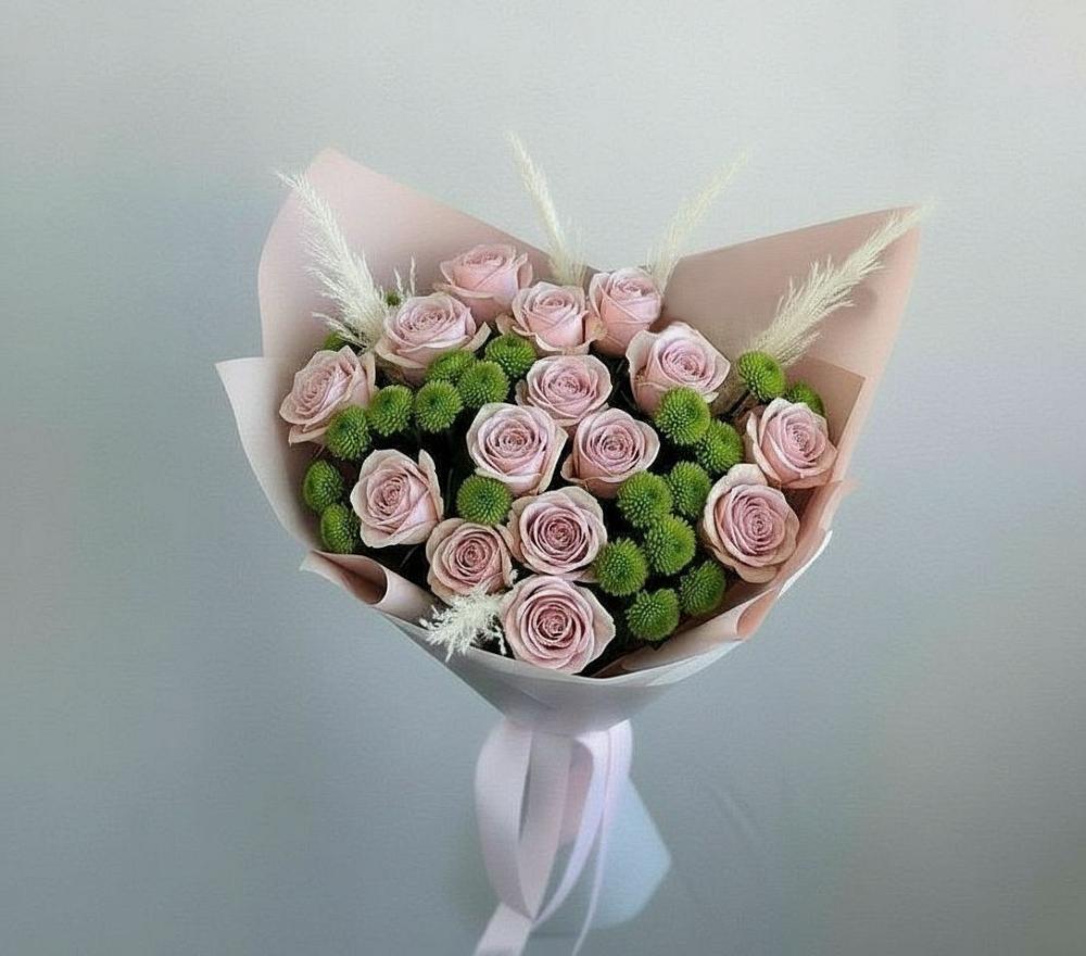 Букет цветов из: Розы и Хризантемы в Баклашах