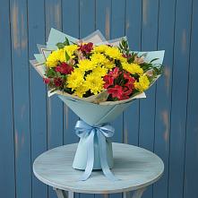 Букет цветов из:  Альстромерии и Хризантемы #REPLACE_PRED# Баклашах