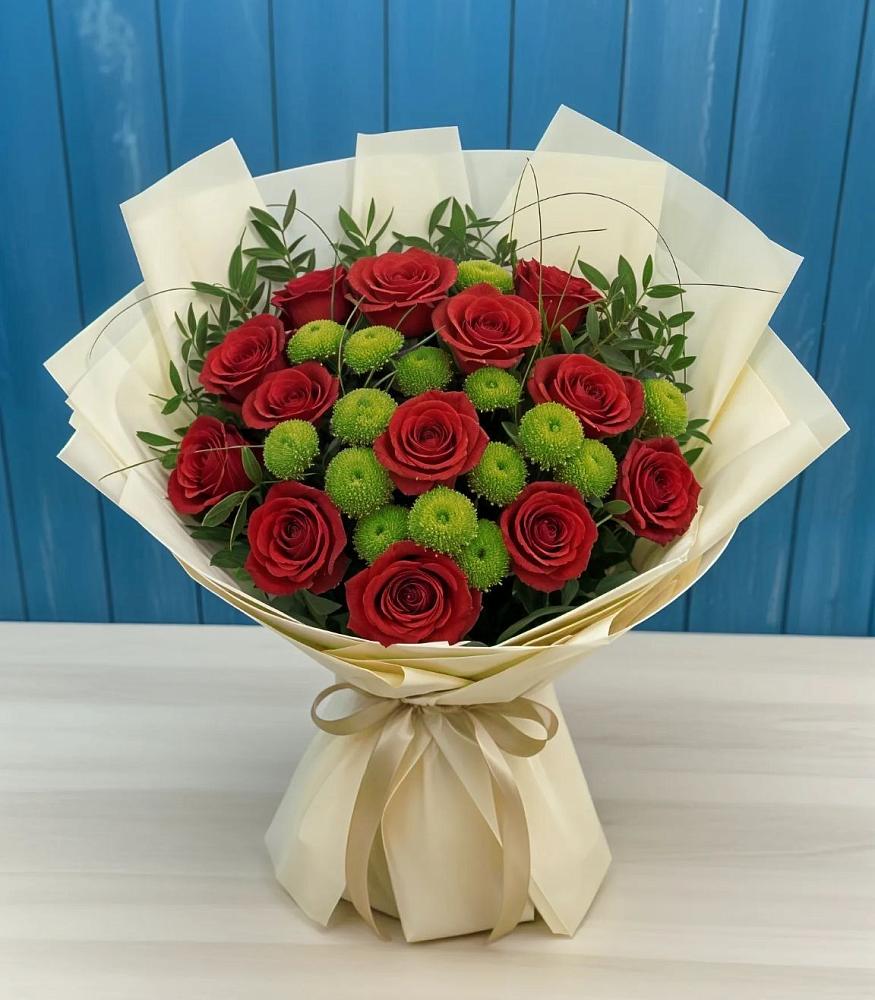 Букет цветов из: Розы и Хризантемы в Баклашах